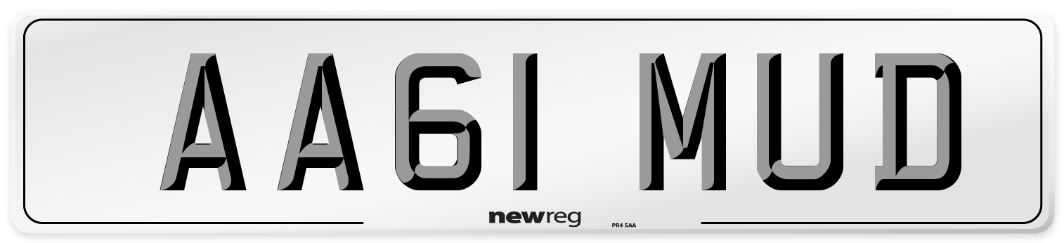 AA61 MUD Number Plate from New Reg